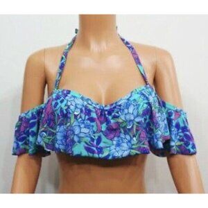 NWT Xhilaration Blue Off The Shoulder Bandeau Bikini Top Swimwear Ladies Small